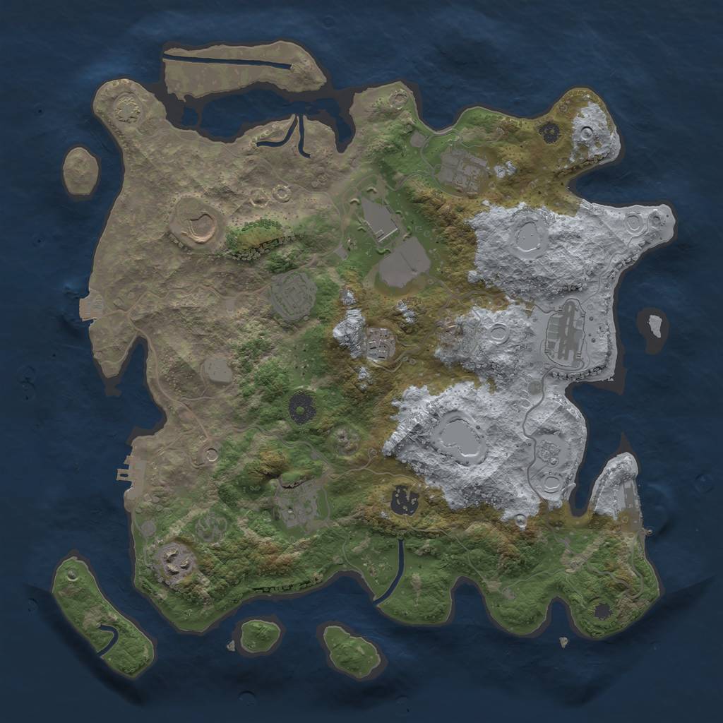 Rust Map: Procedural Map, Size: 3700, Seed: 1184187449, 17 Monuments
