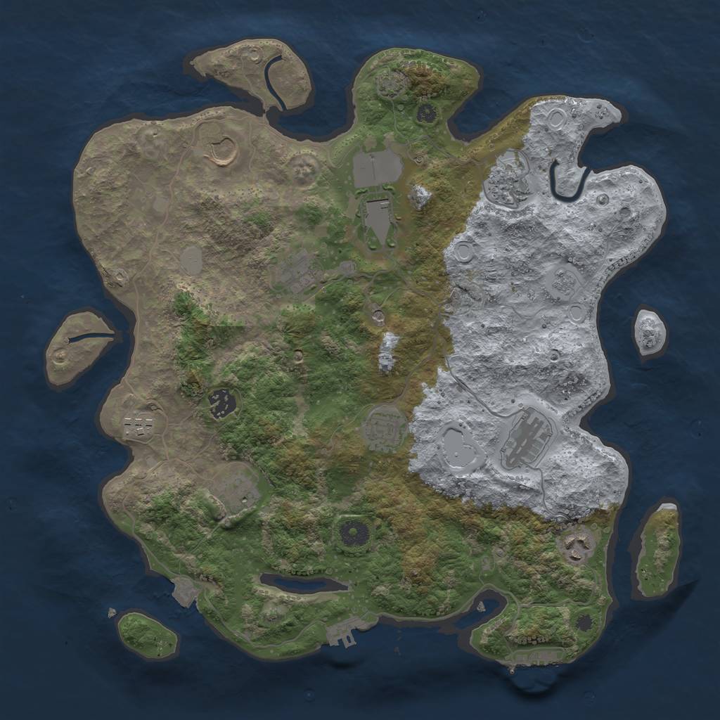 Rust Map: Procedural Map, Size: 3800, Seed: 17979, 18 Monuments
