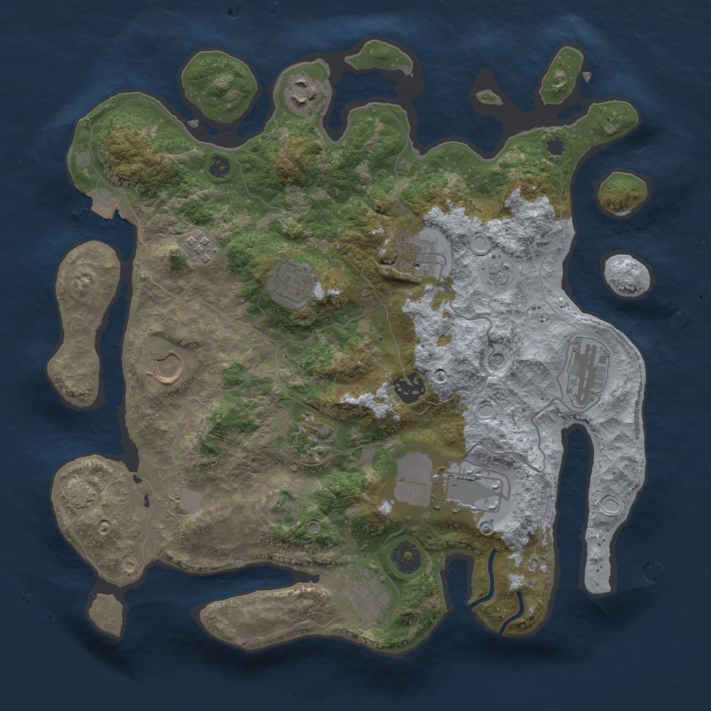 Rust Map: Procedural Map, Size: 3500, Seed: 2109, 16 Monuments