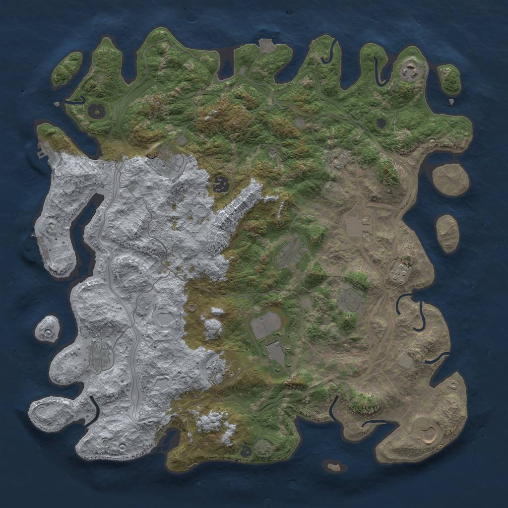 Rust Map: Procedural Map, Size: 4500, Seed: 1947511910, 19 Monuments