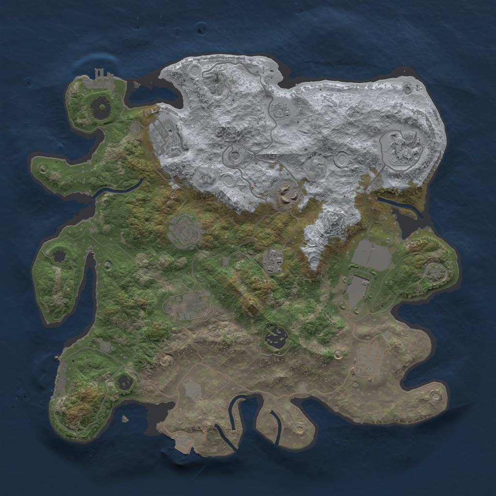 Rust Map: Procedural Map, Size: 3500, Seed: 1552594871, 17 Monuments