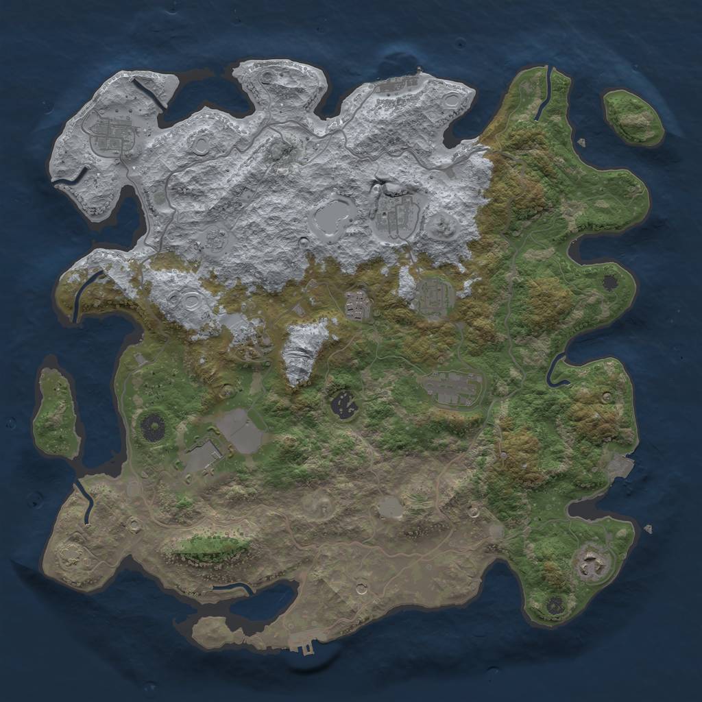 Rust Map: Procedural Map, Size: 4000, Seed: 1927218308, 17 Monuments