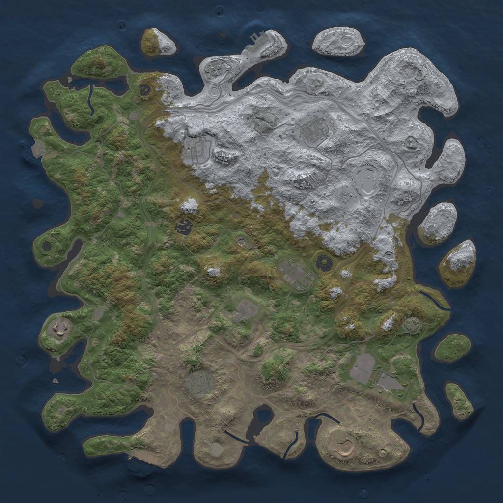 Rust Map: Procedural Map, Size: 4500, Seed: 800085054, 18 Monuments