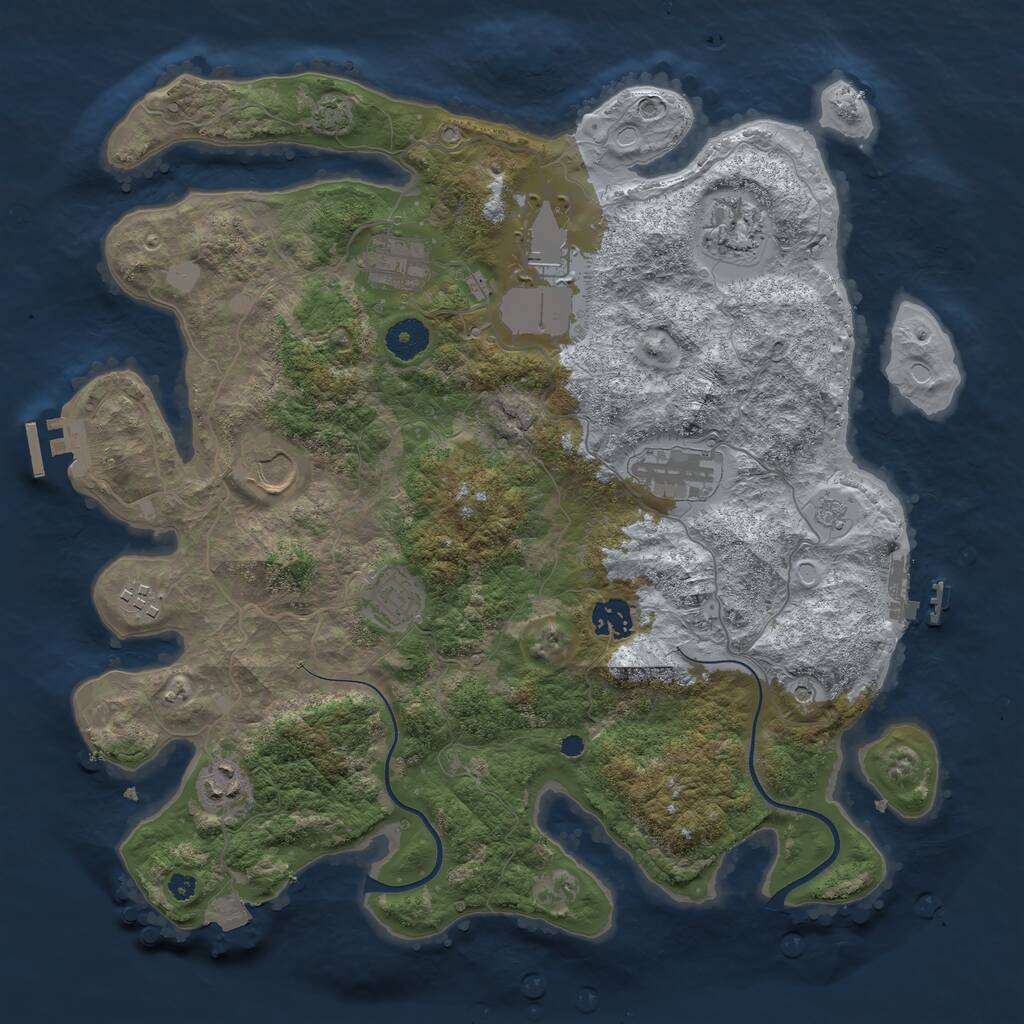 Rust Map: Procedural Map, Size: 3750, Seed: 51515420, 15 Monuments
