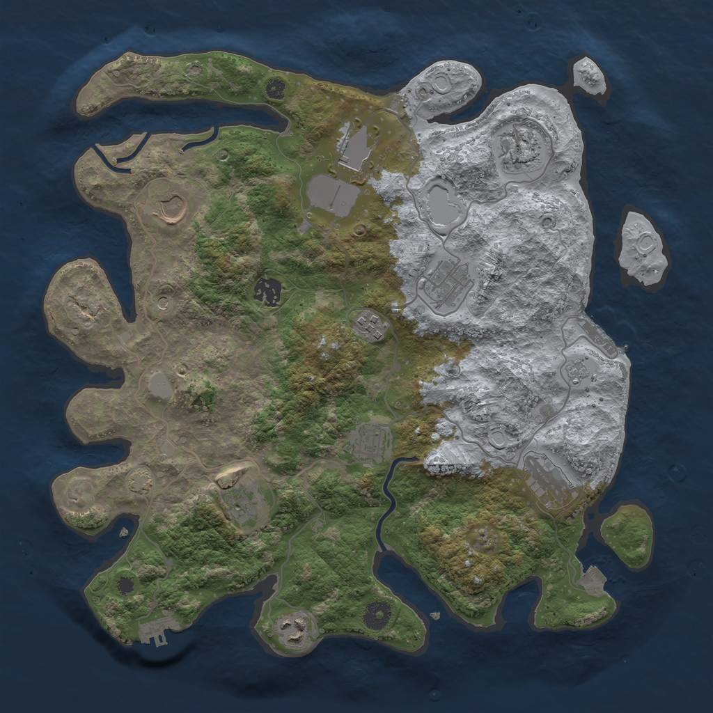 Rust Map: Procedural Map, Size: 3750, Seed: 51515420, 18 Monuments