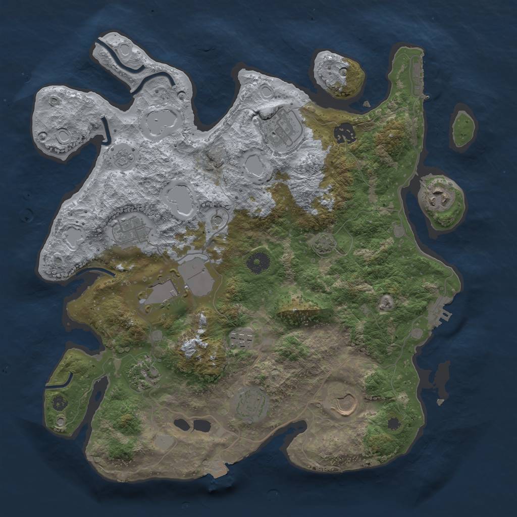 Rust Map: Procedural Map, Size: 3550, Seed: 83215369, 17 Monuments