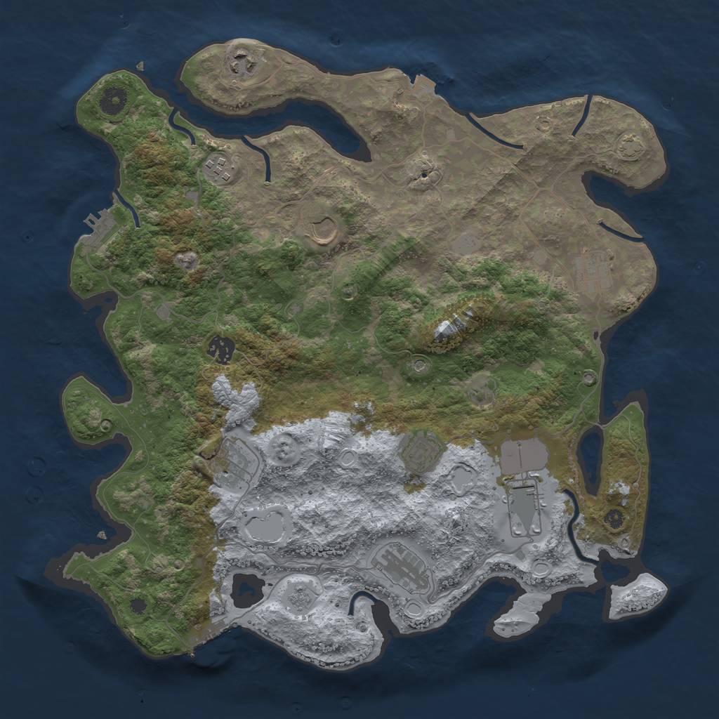 Rust Map: Procedural Map, Size: 3900, Seed: 59062189, 17 Monuments