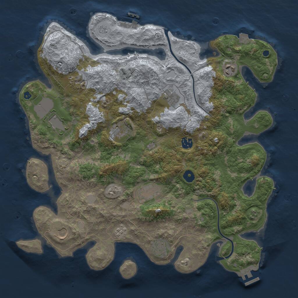 Rust Map: Procedural Map, Size: 3900, Seed: 79725176, 16 Monuments
