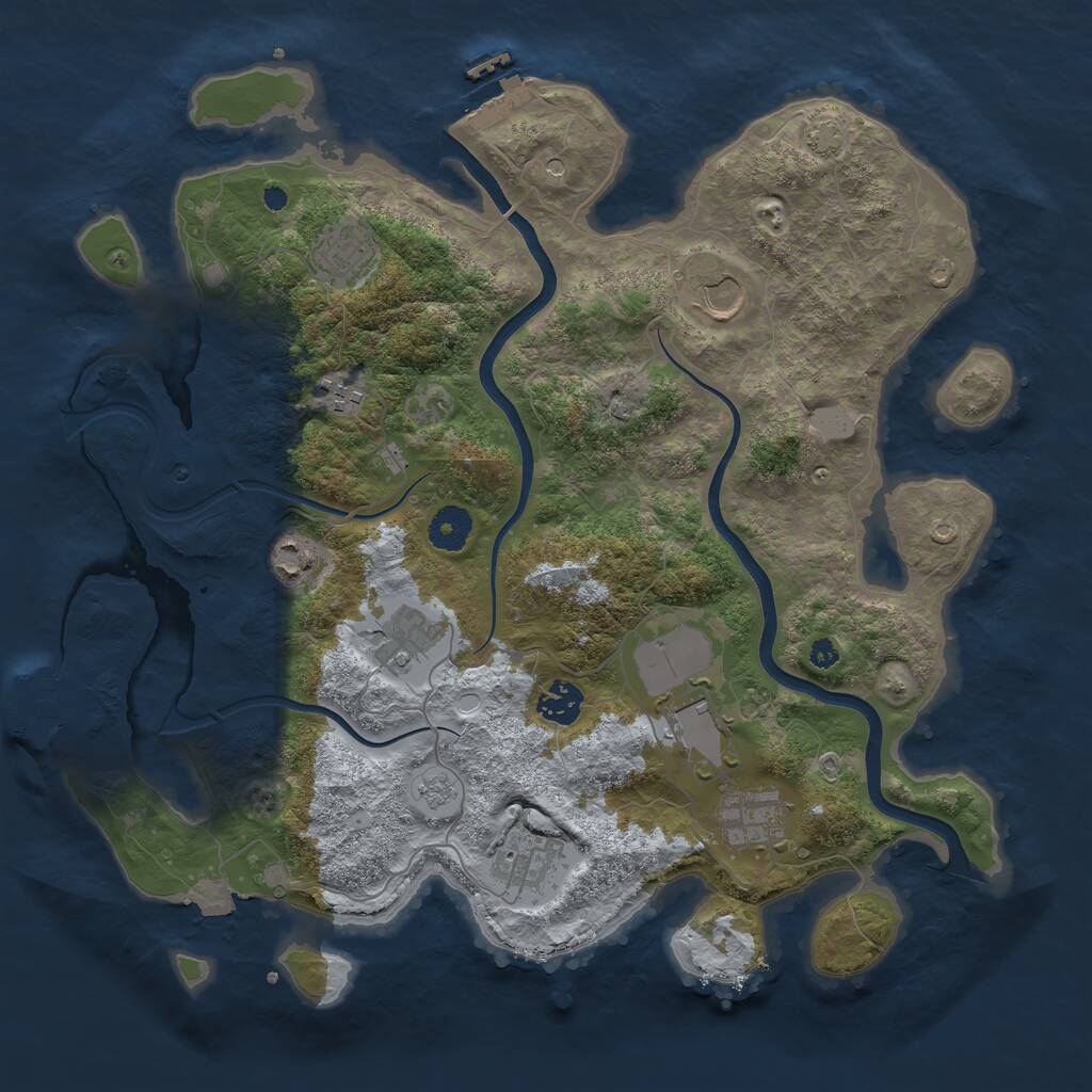 Rust Map: Procedural Map, Size: 3750, Seed: 2134044, 15 Monuments