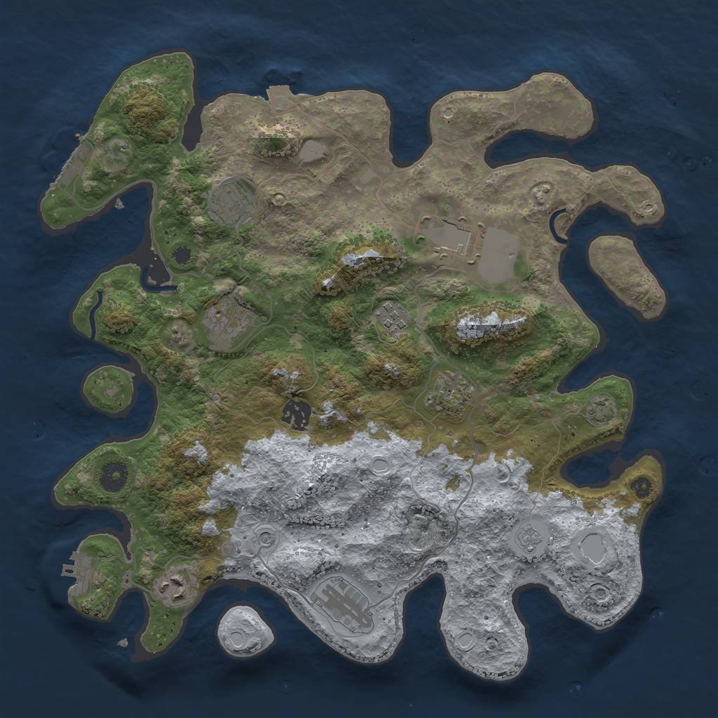 Rust Map: Procedural Map, Size: 3600, Seed: 26566927, 16 Monuments