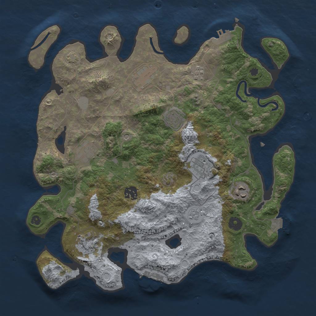 Rust Map: Procedural Map, Size: 3450, Seed: 27215654, 16 Monuments