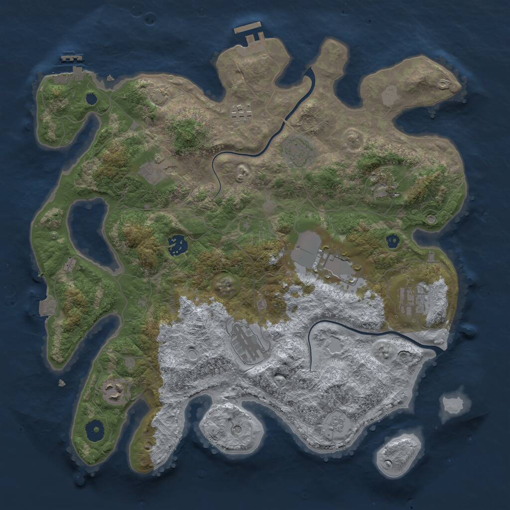 Rust Map: Procedural Map, Size: 3750, Seed: 69841534, 15 Monuments