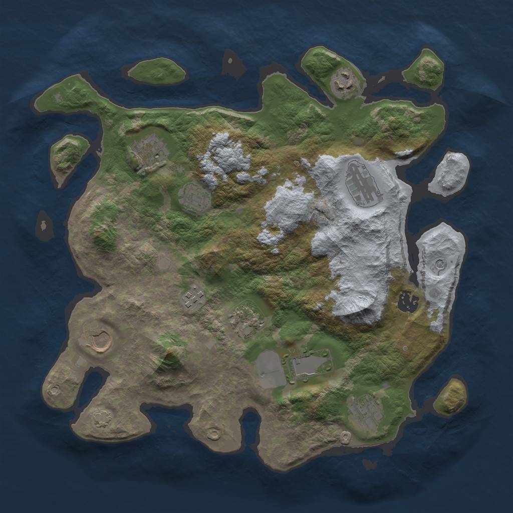 Rust Map: Barren, Size: 3600, Seed: 16664596, 14 Monuments