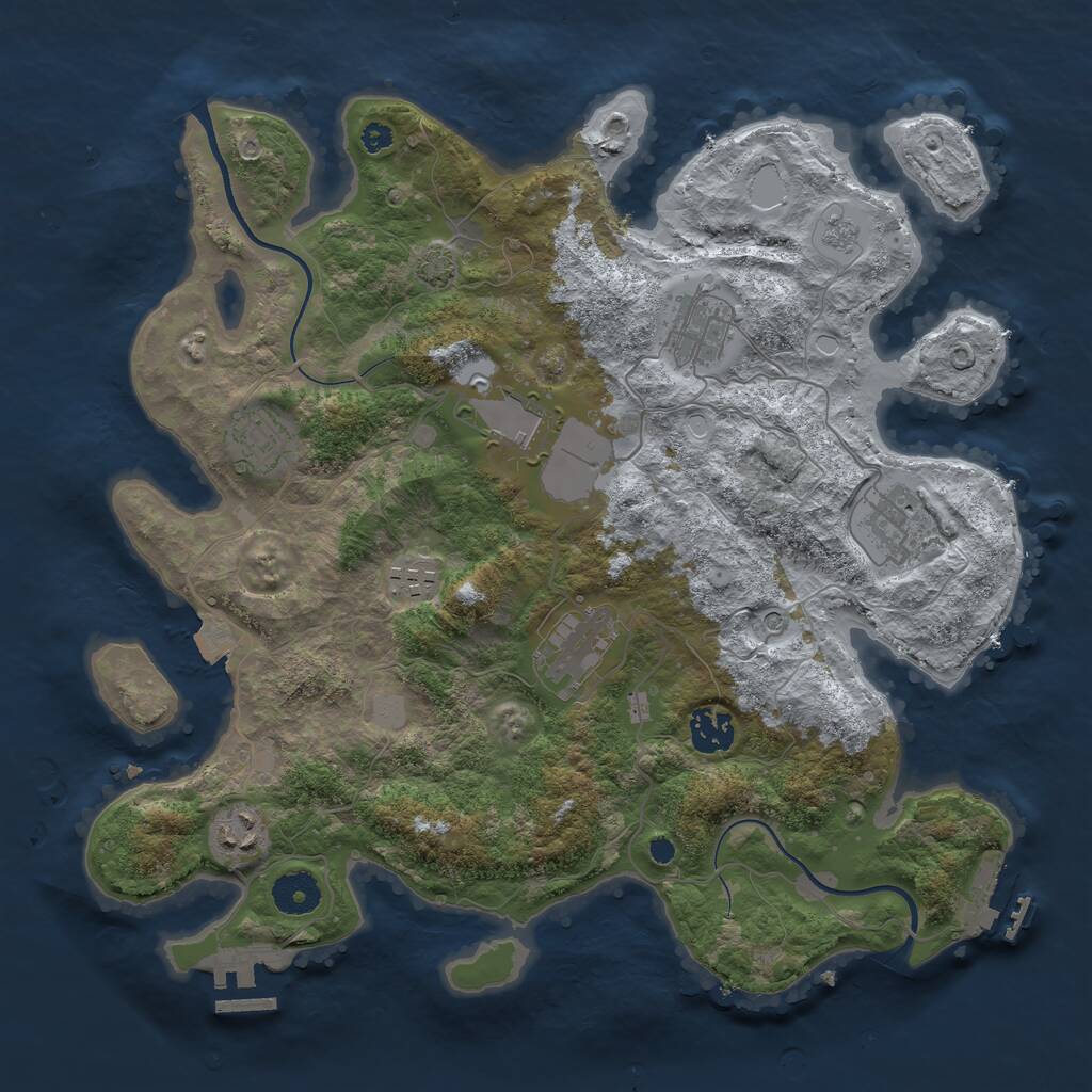 Rust Map: Procedural Map, Size: 3600, Seed: 1395935, 14 Monuments