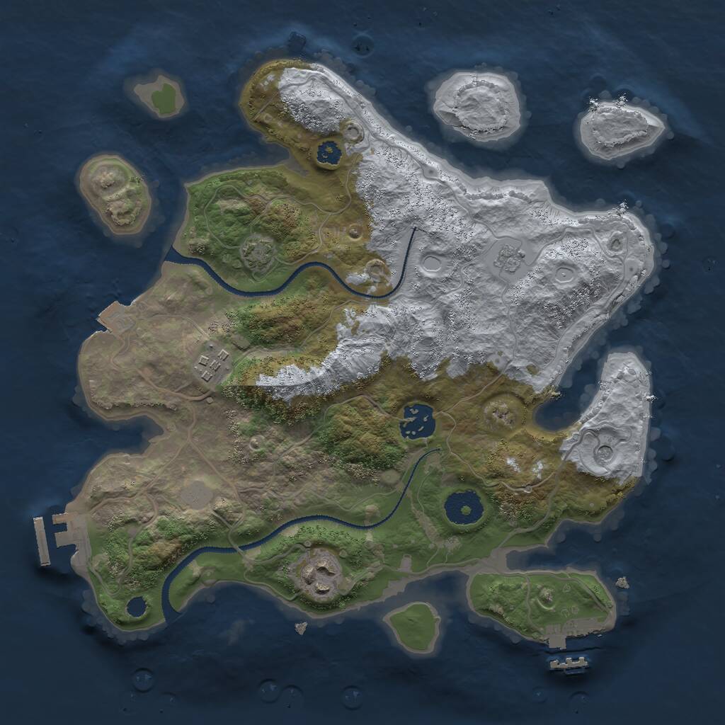 Rust Map: Procedural Map, Size: 3000, Seed: 2056825791, 9 Monuments
