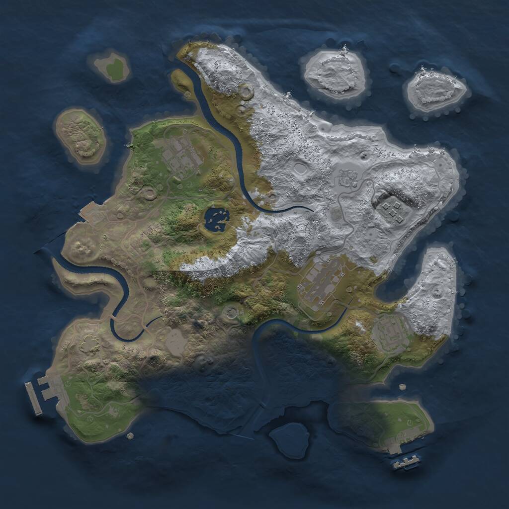 Rust Map: Procedural Map, Size: 3000, Seed: 2056825791, 11 Monuments