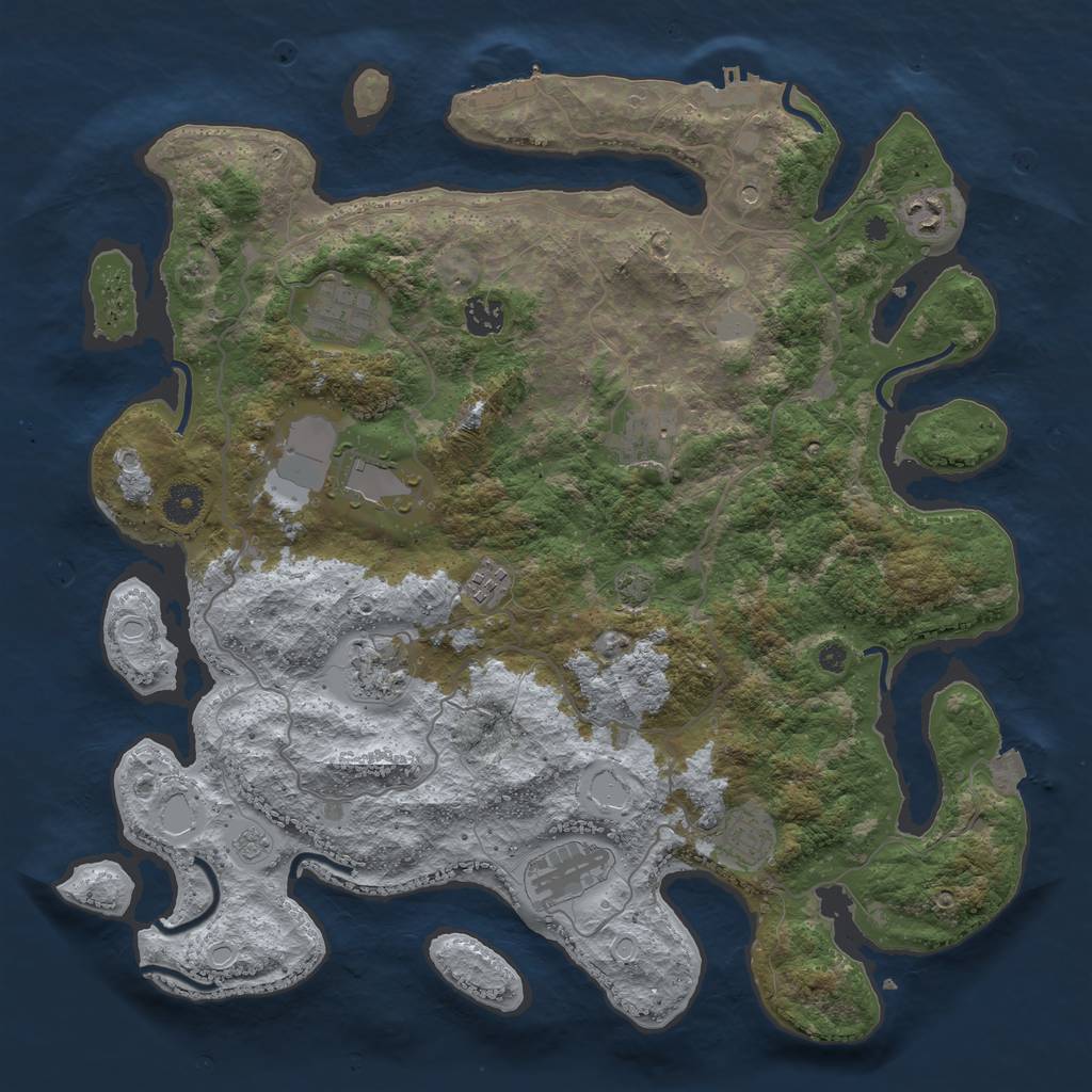 Rust Map: Procedural Map, Size: 4000, Seed: 2639, 17 Monuments