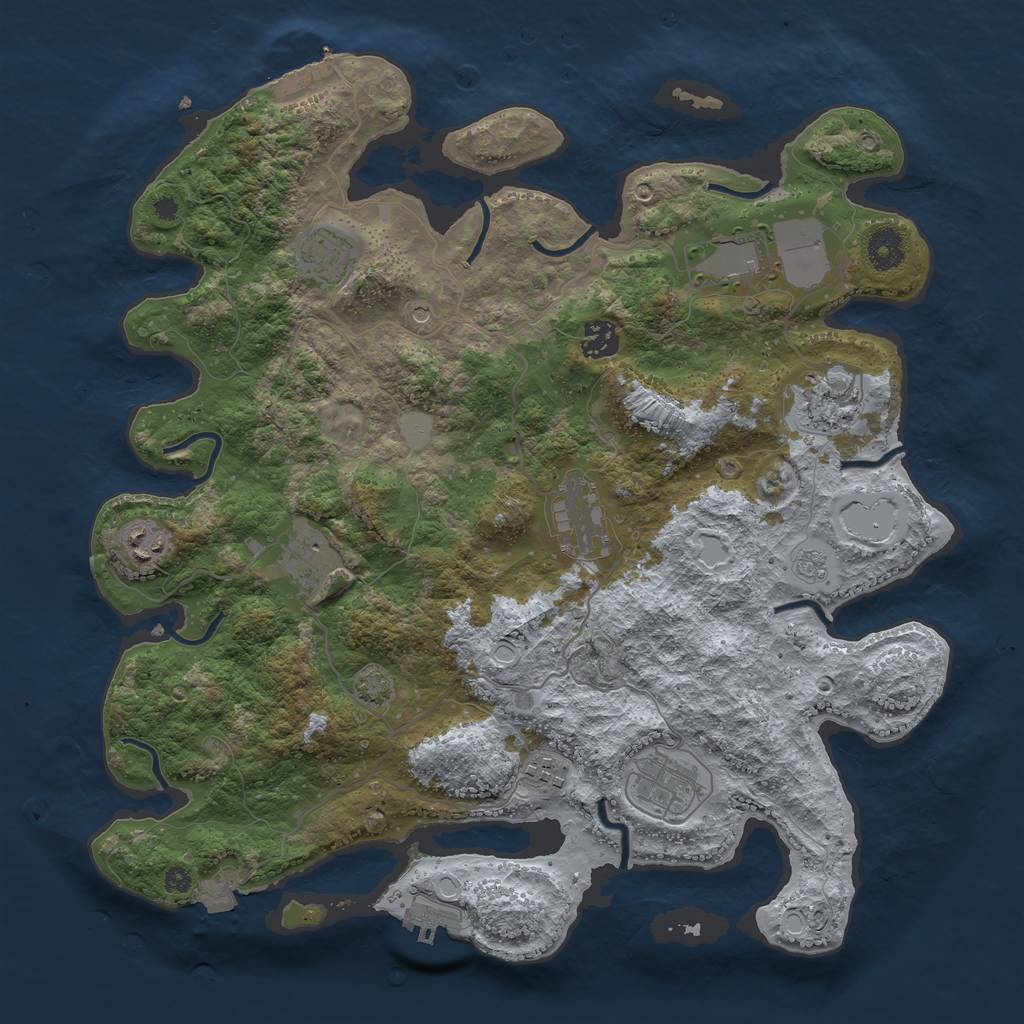 Rust Map: Procedural Map, Size: 3850, Seed: 132259200, 17 Monuments