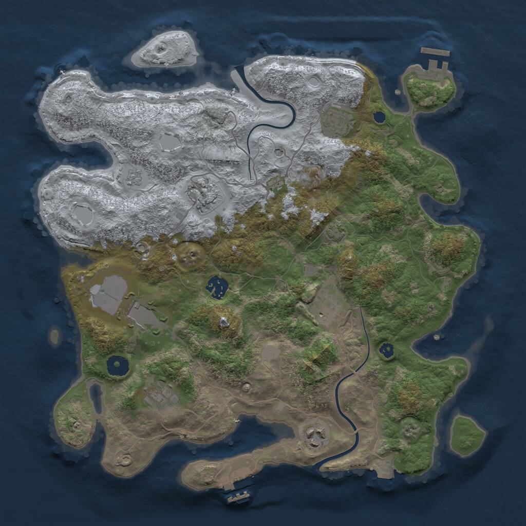 Rust Map: Procedural Map, Size: 3650, Seed: 26878312, 13 Monuments