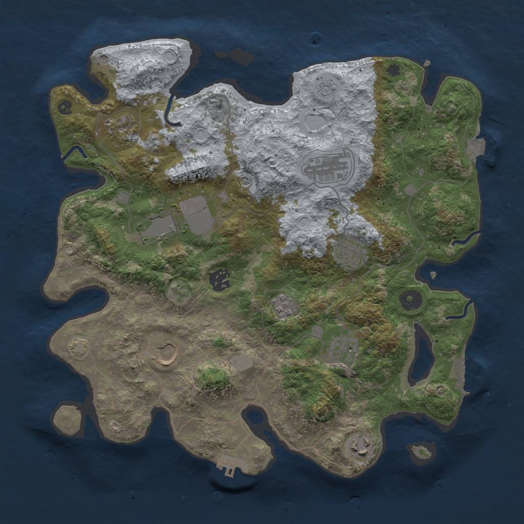 Rust Map: Procedural Map, Size: 3600, Seed: 1489857711, 17 Monuments