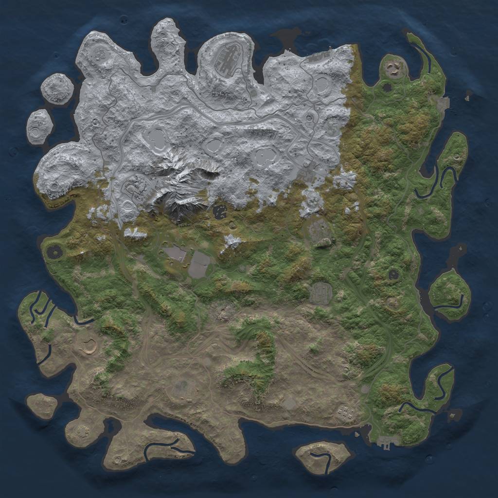 Rust Map: Procedural Map, Size: 5000, Seed: 838634512, 19 Monuments