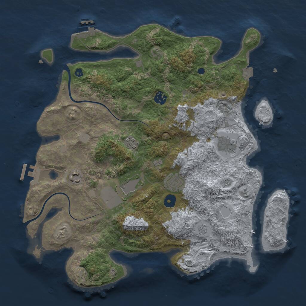 Rust Map: Procedural Map, Size: 3650, Seed: 74388353, 12 Monuments