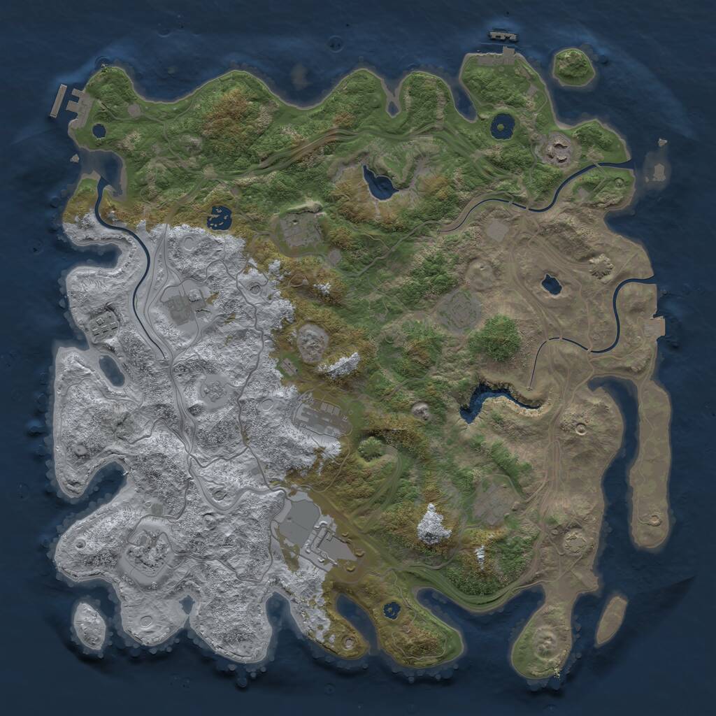 Rust Map: Procedural Map, Size: 4250, Seed: 446185491, 16 Monuments