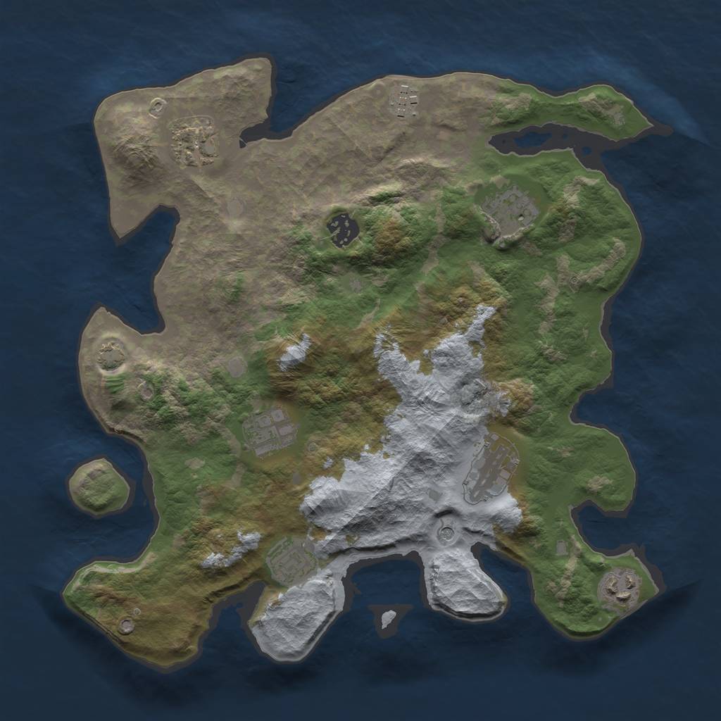 Rust Map: Barren, Size: 3400, Seed: 93840657, 12 Monuments