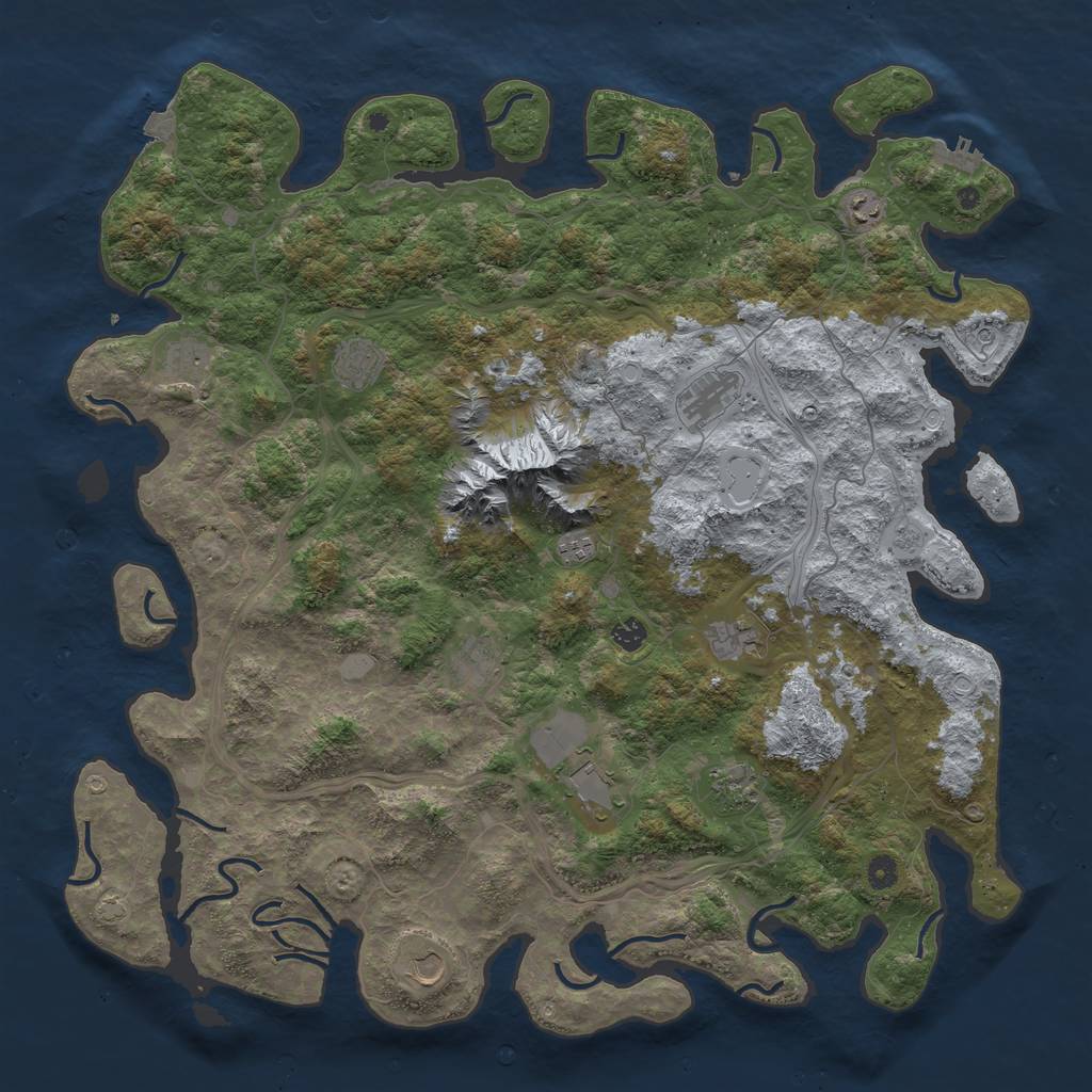 Rust Map: Procedural Map, Size: 5000, Seed: 43210, 18 Monuments