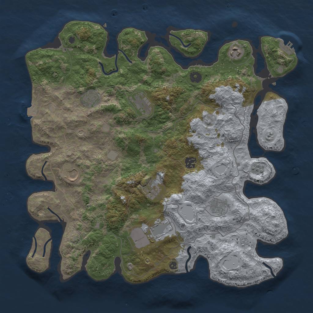Rust Map: Procedural Map, Size: 4000, Seed: 1418832893, 16 Monuments