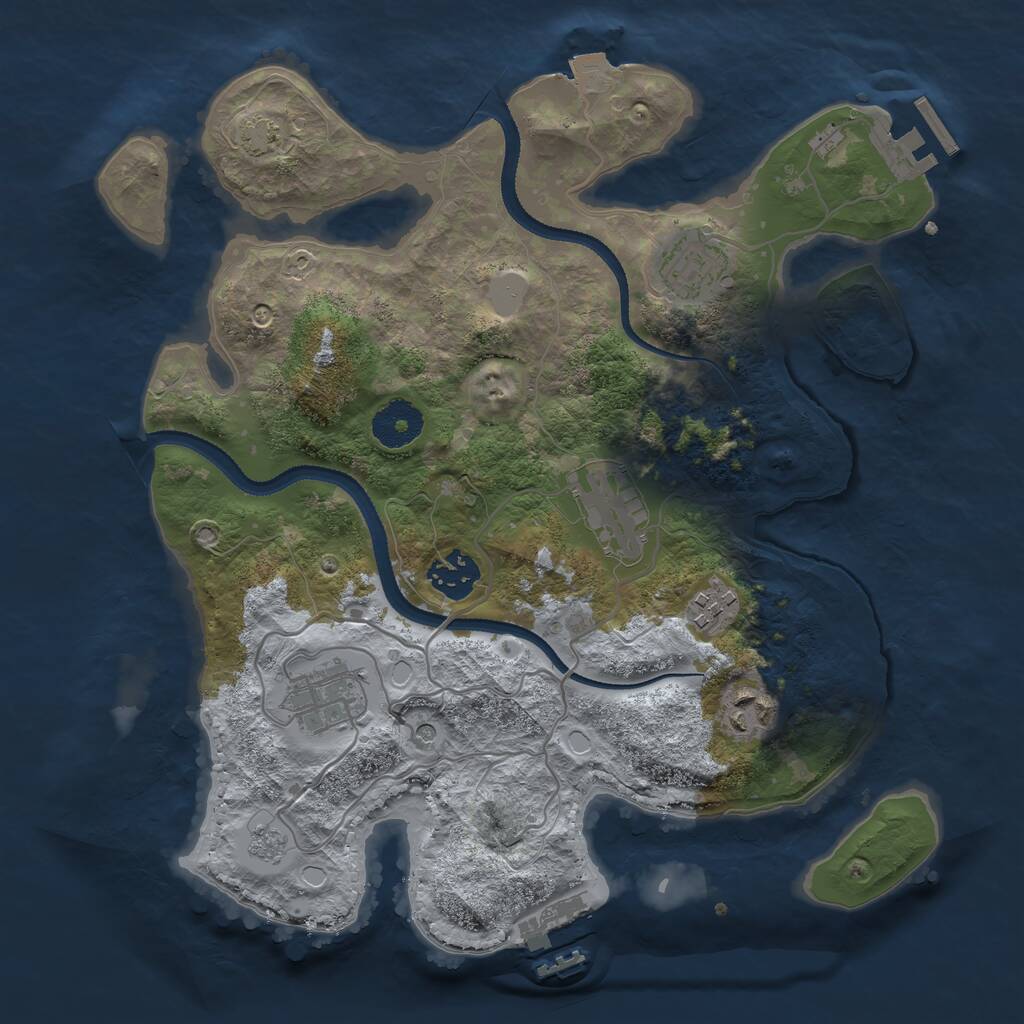 Rust Map: Procedural Map, Size: 3200, Seed: 1904913934, 12 Monuments