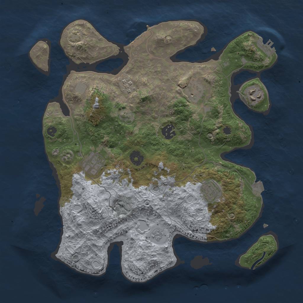 Rust Map: Procedural Map, Size: 3200, Seed: 1904913934, 14 Monuments