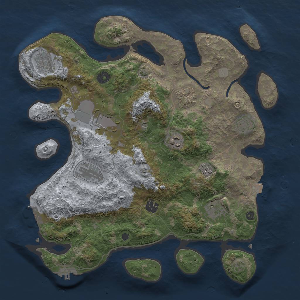 Rust Map: Procedural Map, Size: 3500, Seed: 2032084419, 16 Monuments