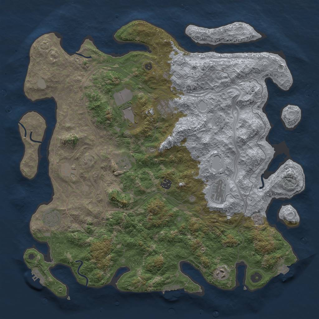 Rust Map: Procedural Map, Size: 4500, Seed: 1049508664, 17 Monuments