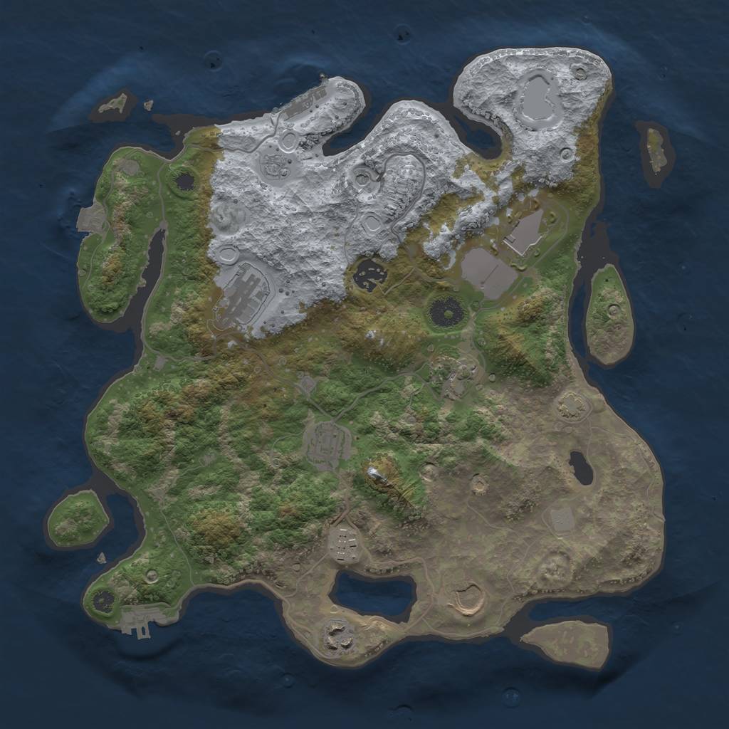 Rust Map: Procedural Map, Size: 3500, Seed: 815879640, 16 Monuments