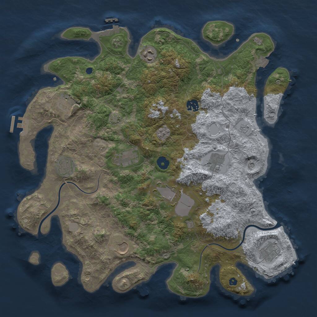 Rust Map: Procedural Map, Size: 3850, Seed: 1006741723, 16 Monuments