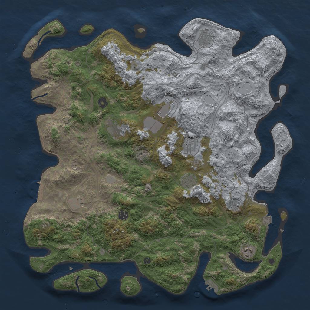 Rust Map: Procedural Map, Size: 4500, Seed: 38434746, 17 Monuments