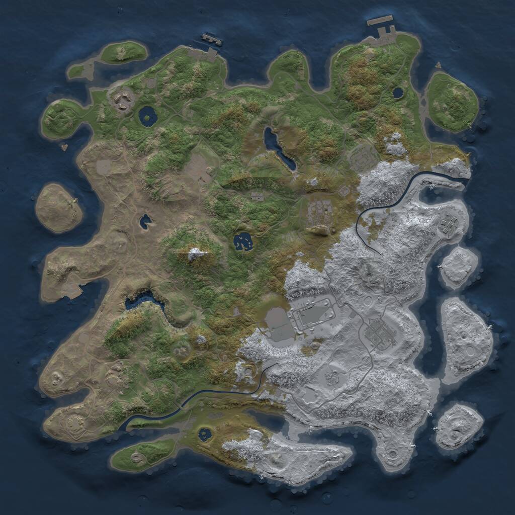 Rust Map: Procedural Map, Size: 4000, Seed: 123857832, 14 Monuments