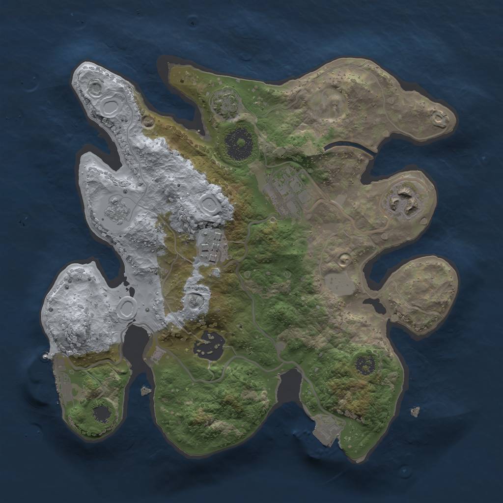Rust Map: Procedural Map, Size: 2500, Seed: 484904082, 10 Monuments