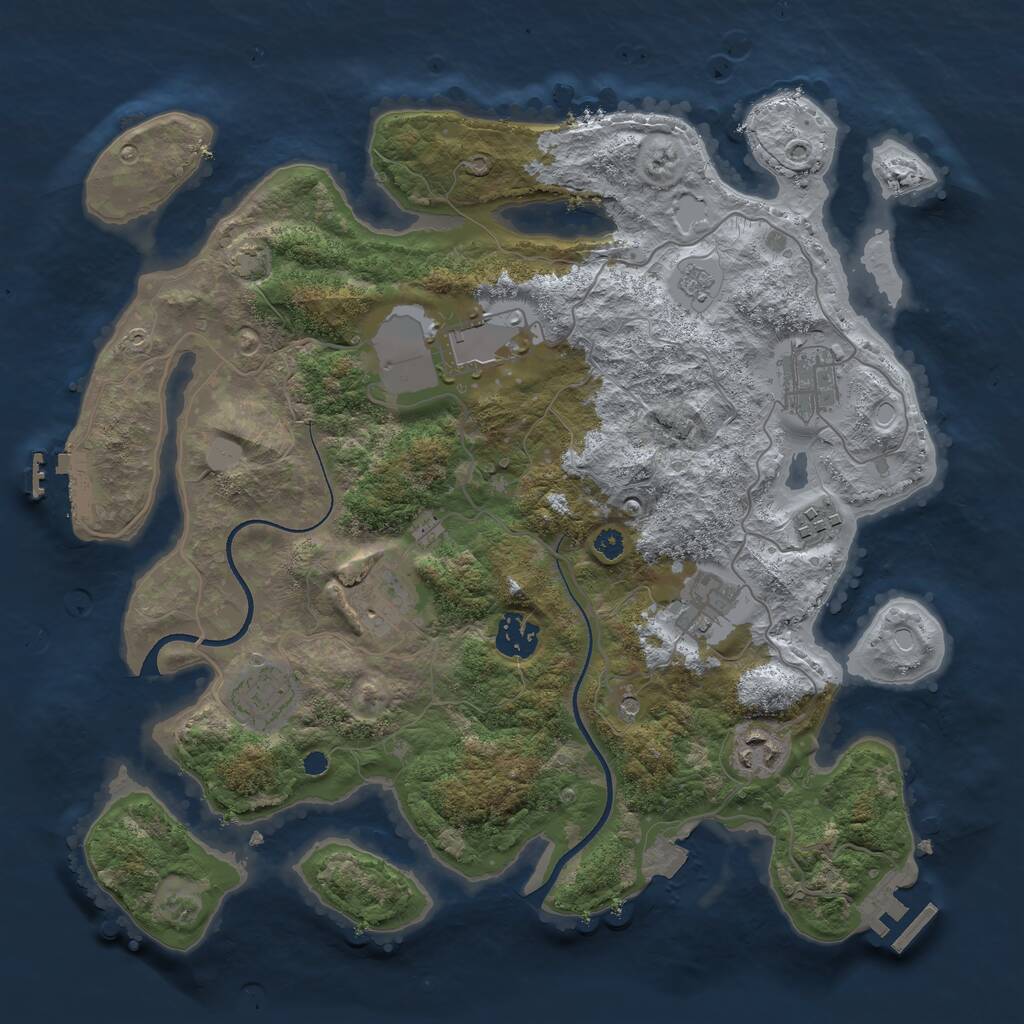 Rust Map: Procedural Map, Size: 3500, Seed: 943945146, 14 Monuments