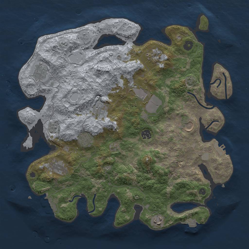 Rust Map: Procedural Map, Size: 3800, Seed: 114736847, 18 Monuments