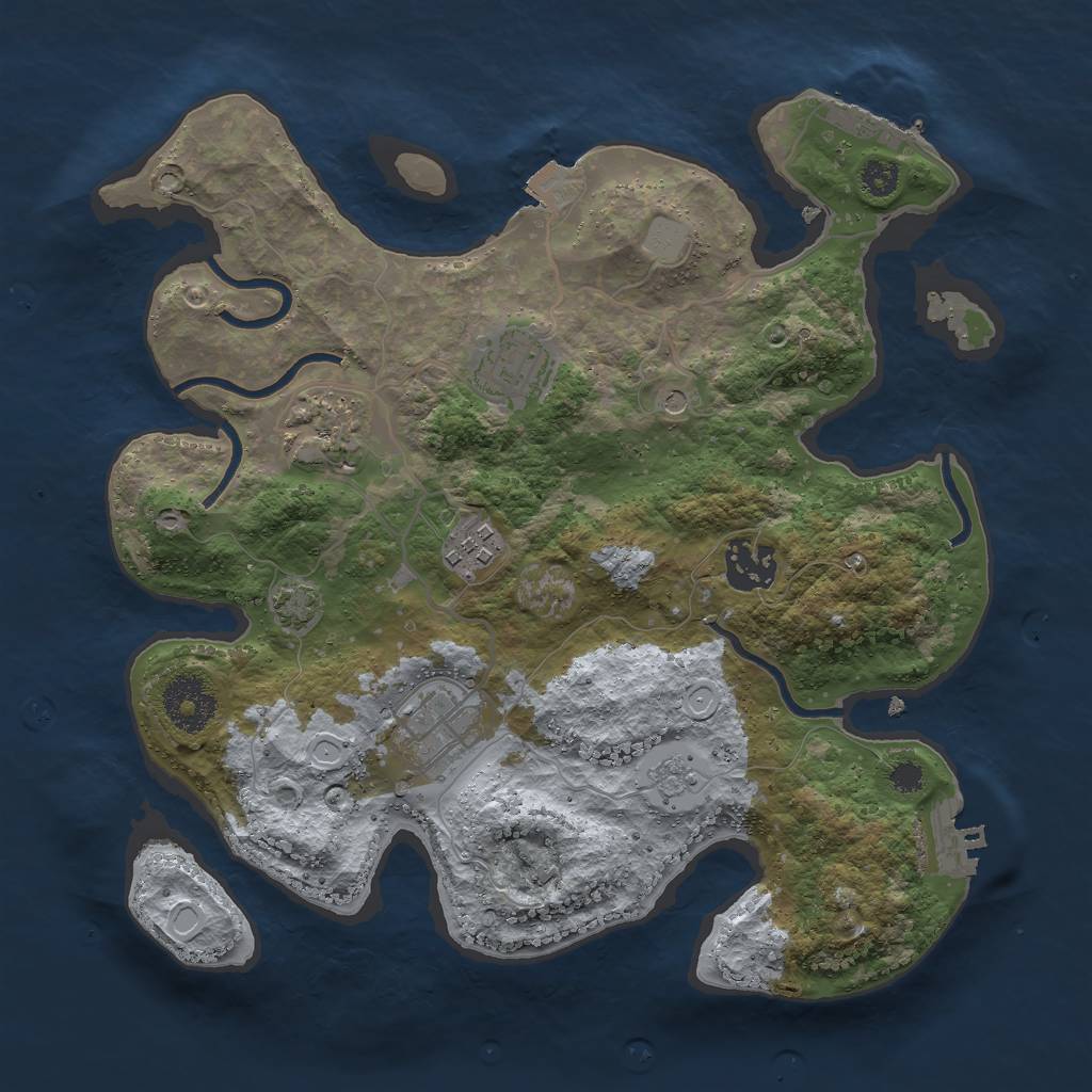 Rust Map: Procedural Map, Size: 3000, Seed: 2099210496, 13 Monuments