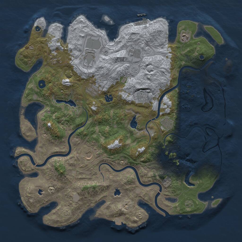 Rust Map: Procedural Map, Size: 4500, Seed: 1845186489, 16 Monuments