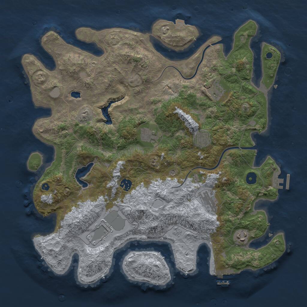 Rust Map: Procedural Map, Size: 4000, Seed: 1332, 13 Monuments