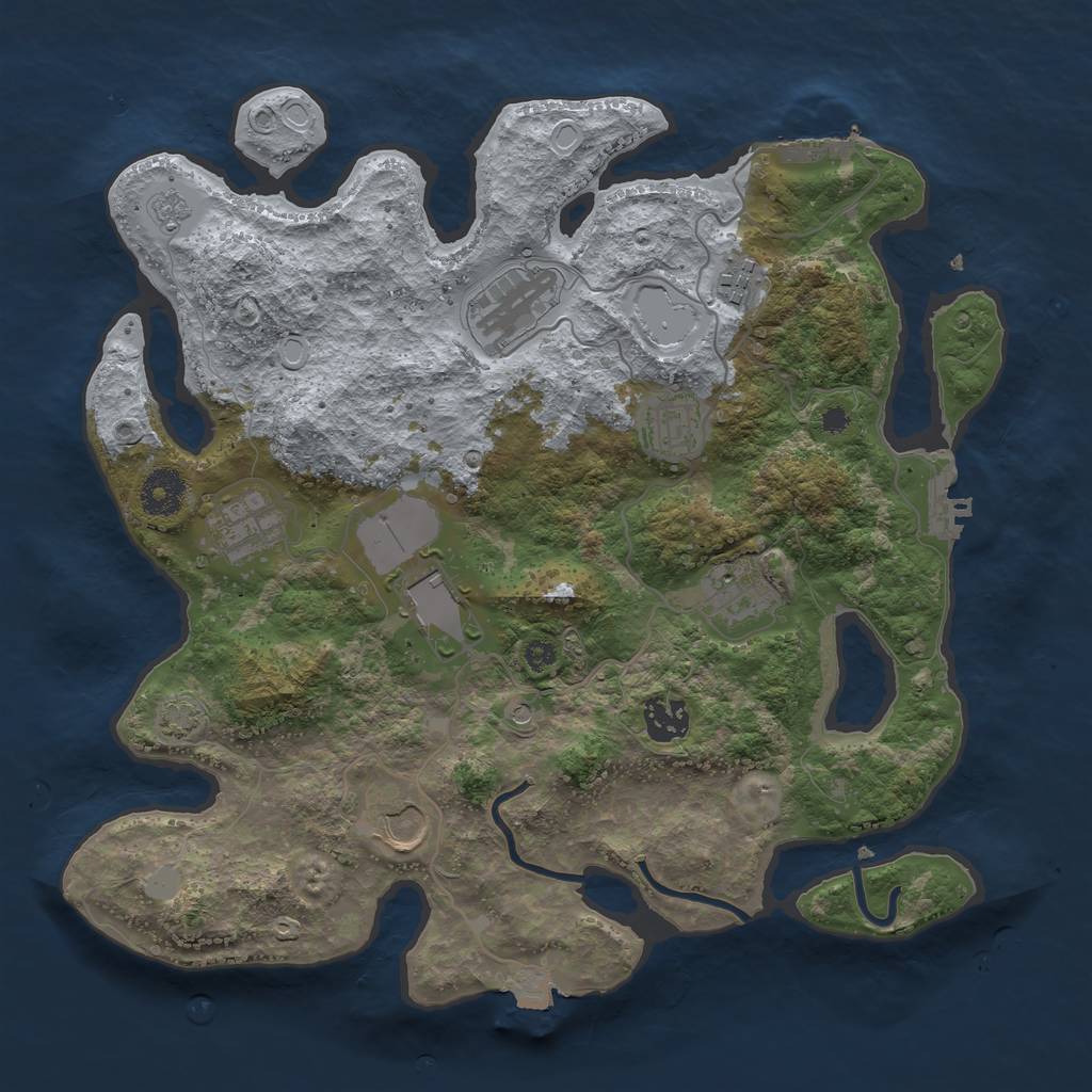 Rust Map: Procedural Map, Size: 3500, Seed: 114569537, 16 Monuments