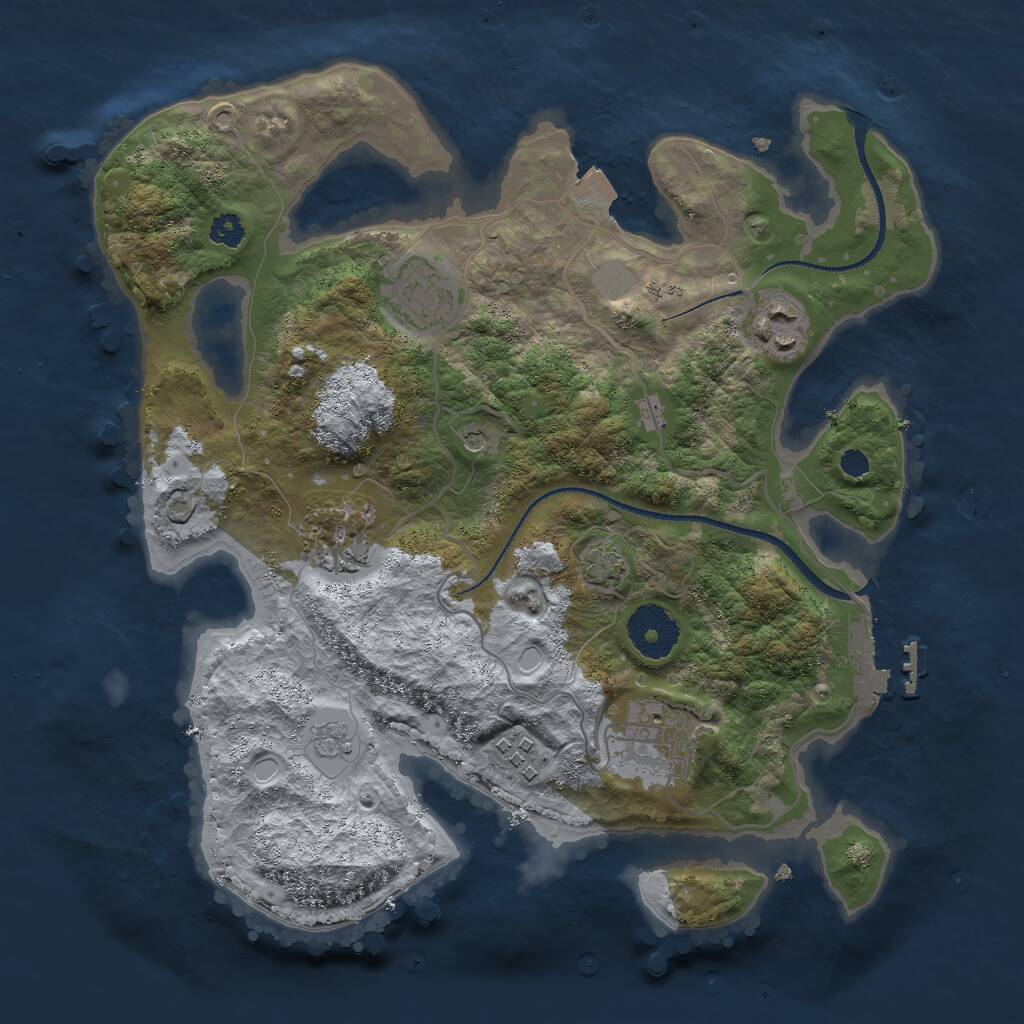 Rust Map: Procedural Map, Size: 3000, Seed: 733292839, 10 Monuments