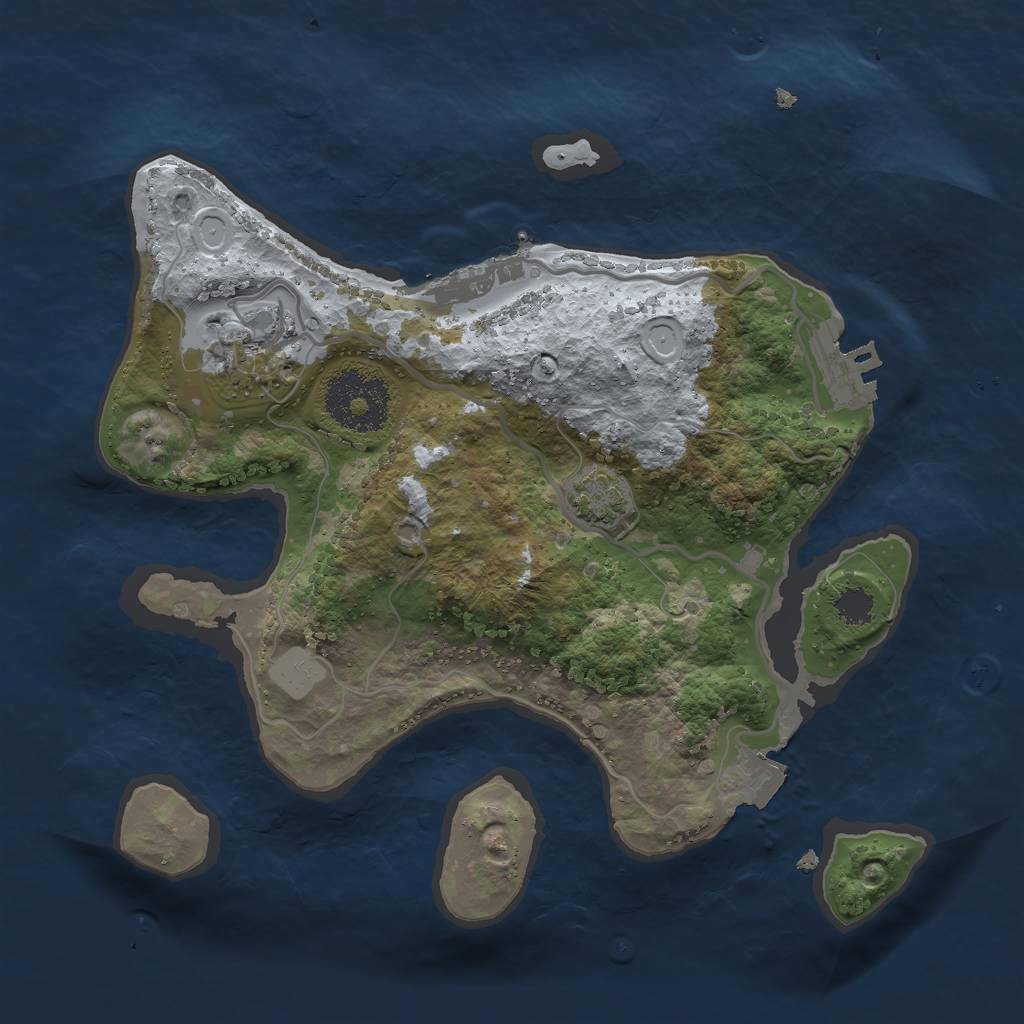 Rust Map: Procedural Map, Size: 2400, Seed: 1266901693, 7 Monuments