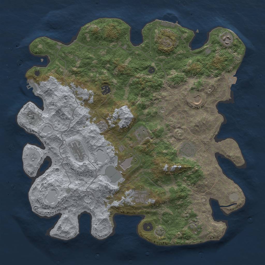 Rust Map: Procedural Map, Size: 4126, Seed: 4260, 18 Monuments