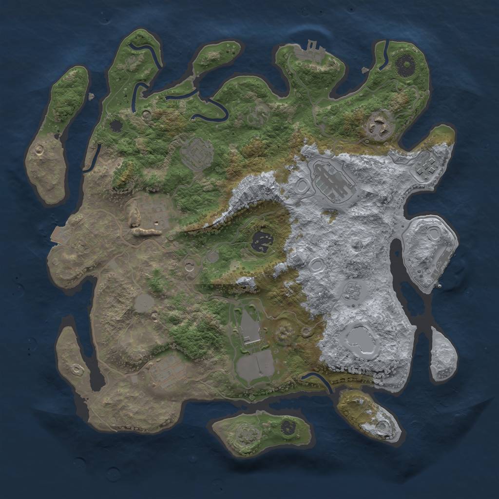 Rust Map: Procedural Map, Size: 3500, Seed: 2085945181, 16 Monuments