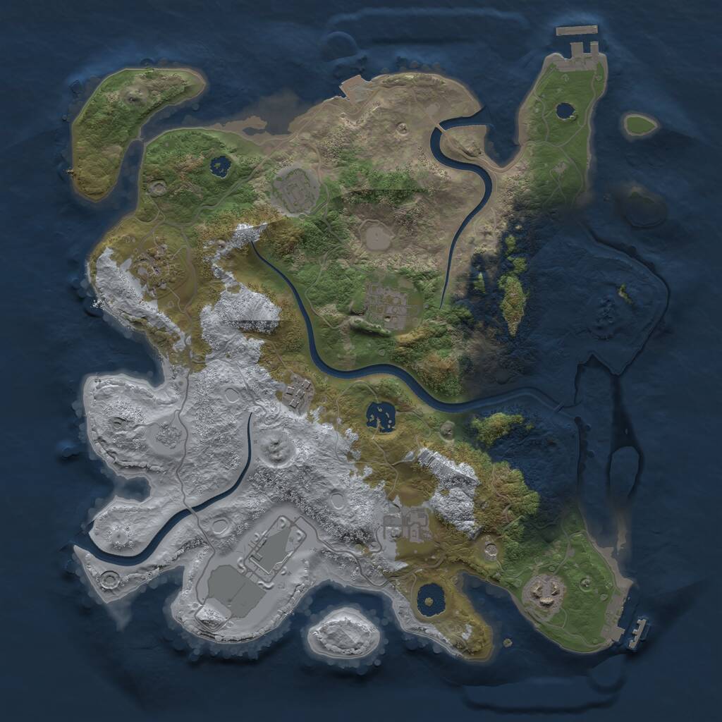Rust Map: Procedural Map, Size: 3500, Seed: 1382420087, 14 Monuments
